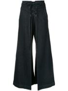 Maison Mihara Yasuhiro Cropped Lace-up Trousers - Blue