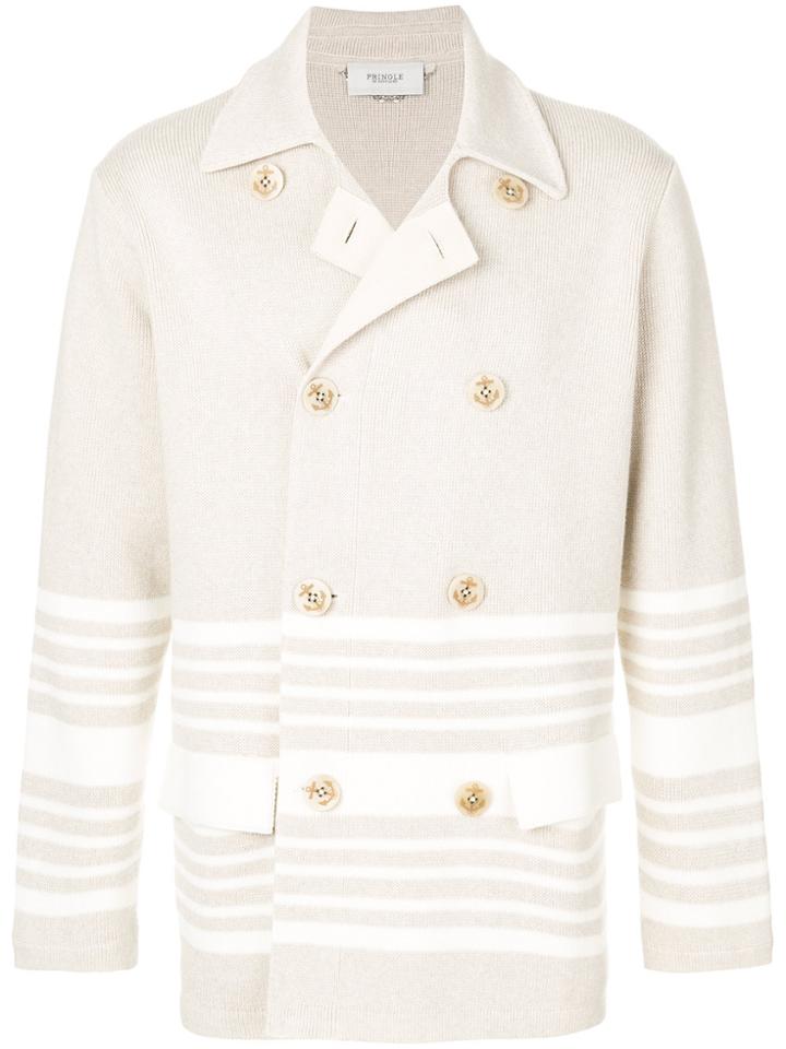 Pringle Of Scotland Shadow Stripe Peacoat - Nude & Neutrals