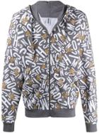 Moschino Teddy Bear Print Zipped Hoodie - Grey