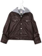 Armani Junior Jersey Hood Faux Leather Jacket, Boy's, Size: 10 Yrs, Brown