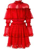 Alexander Mcqueen - A-line Mini Dress - Women - Silk/cotton/polyamide/viscose - 38, Red, Silk/cotton/polyamide/viscose