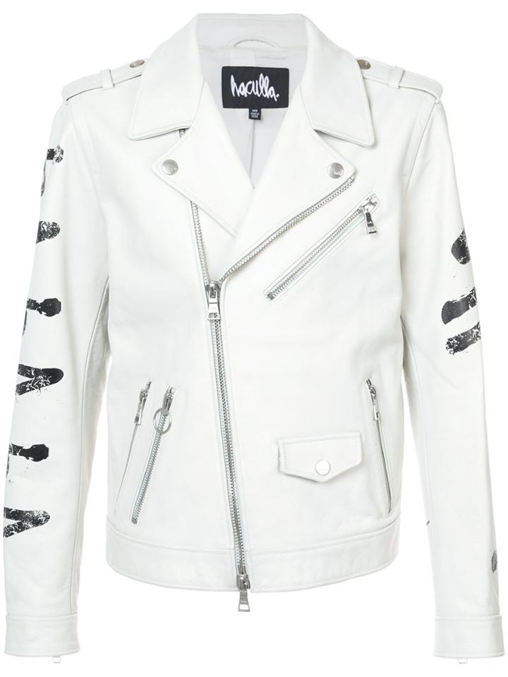 Haculla Eyez On Death Biker Jacket - White