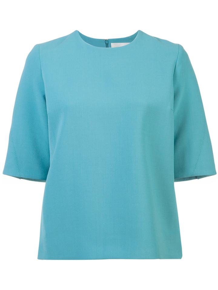Victoria Victoria Beckham Boxy Round Neck Top - Blue