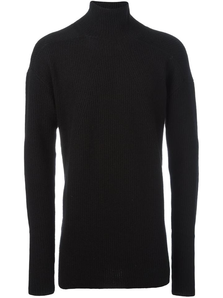 Rick Owens Oversized Turtleneck Jumper, Men's, Black, Polyamide/cashmere/wool