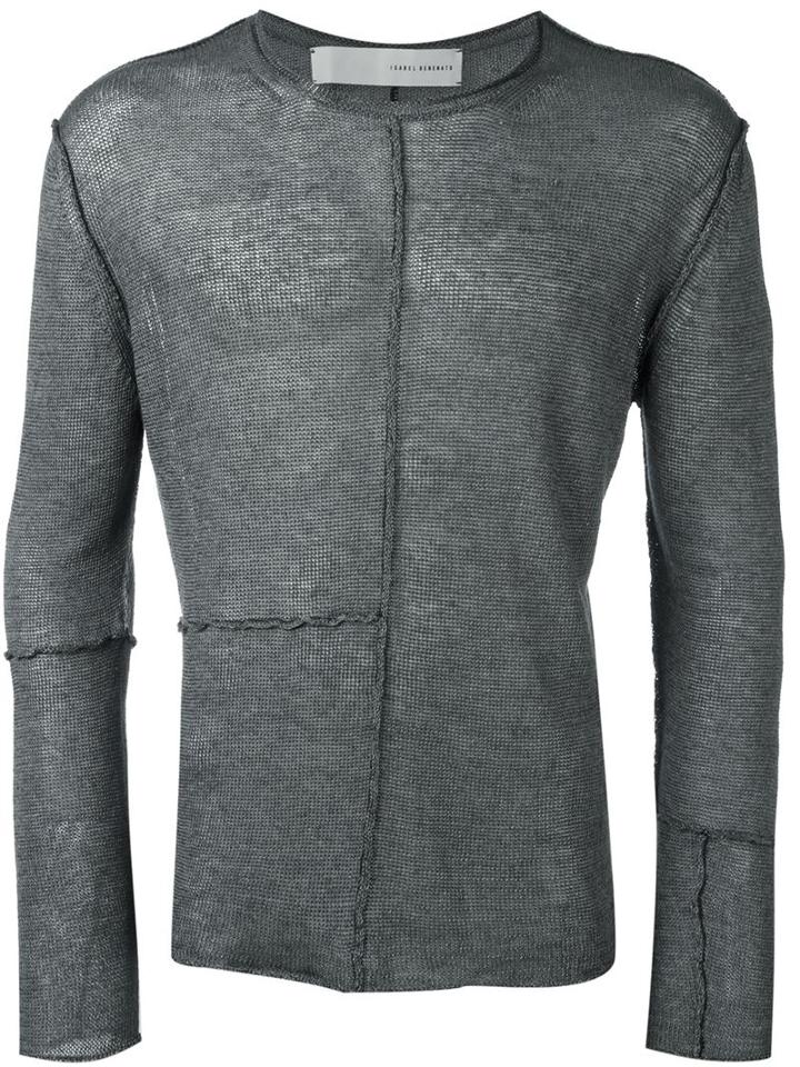 Isabel Benenato Raised Seam Jumper, Men's, Size: M, Grey, Linen/flax