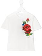 Dolce & Gabbana Kids Rose Print T-shirt, Girl's, Size: 12 Yrs, White