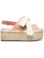 Chloé Suede And Canvas Qai Flatform Sandals - Yellow & Orange