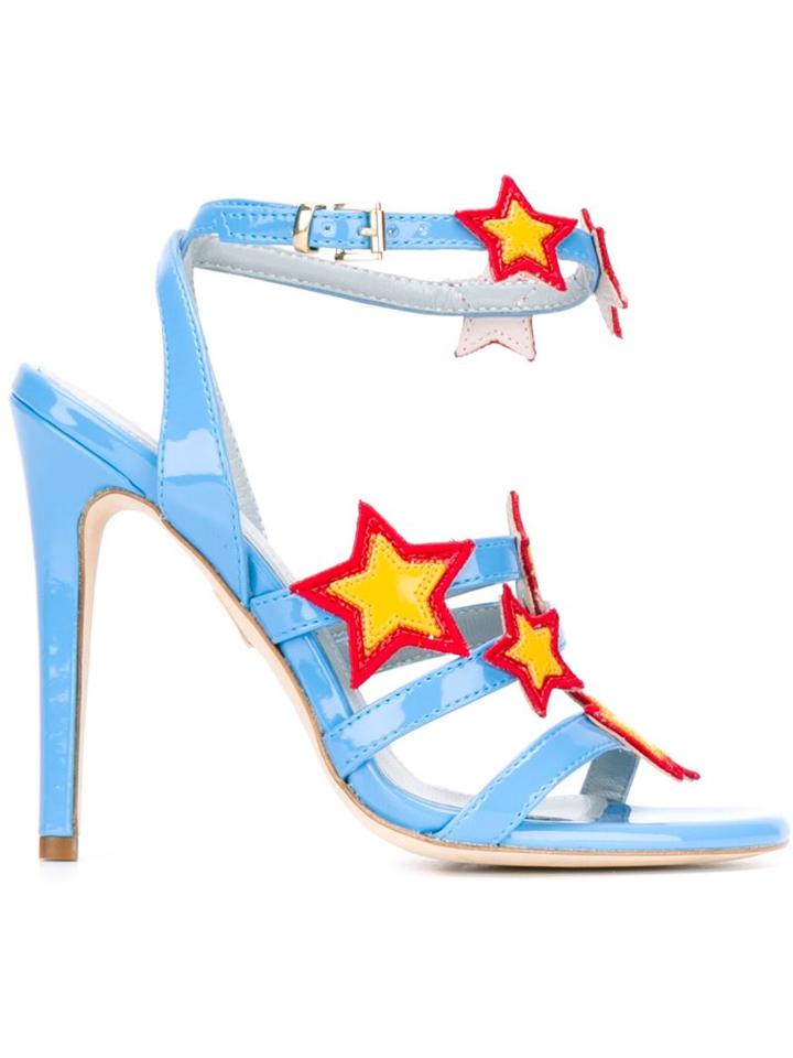 Chiara Ferragni Stars Sandals, Women's, Size: 37, Blue, Leather/polyester/patent Leather