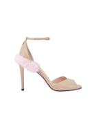 Fendi Fur Detail Sandals - Nude & Neutrals
