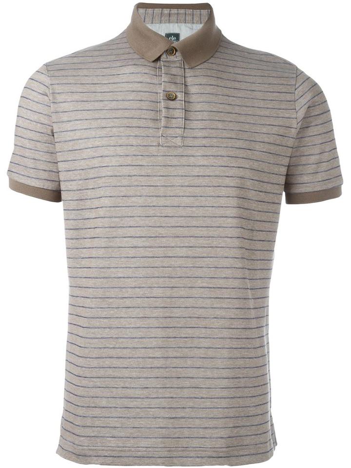 Eleventy Striped Polo Shirt, Men's, Size: Xl, Brown, Cotton
