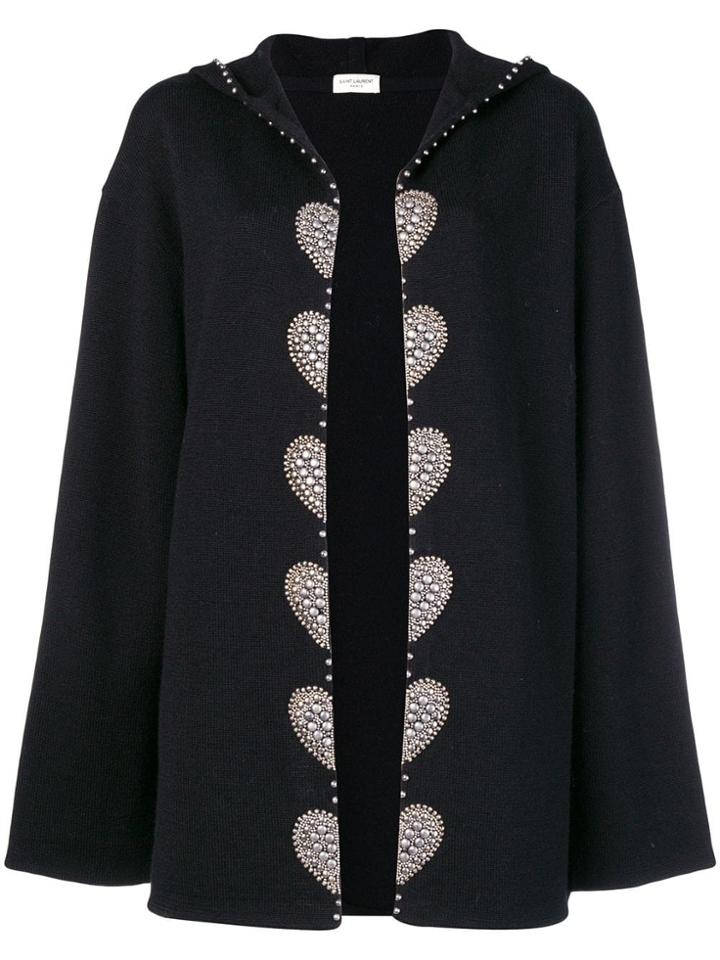 Saint Laurent Embellished Cardi Coat - Black