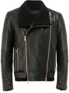 Balmain - Leather Biker Jacket - Men - Cotton/lamb Skin/acrylic/wool - 48, Black, Cotton/lamb Skin/acrylic/wool