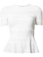 Narciso Rodriguez Striped Ruffle Knit Top, Women's, Size: 46, White, Viscose/polyester/wool/cashmere