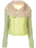 Rick Owens Fur Collar Biker Jacket - Green