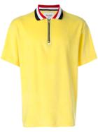 Noon Goons Striped Collar Half Zip Polo Shirt - Yellow & Orange