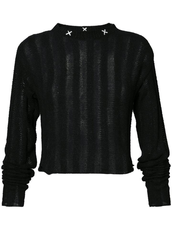 The Elder Statesman - Cropped Knitted Top - Women - Silk/cashmere - M, Black, Silk/cashmere