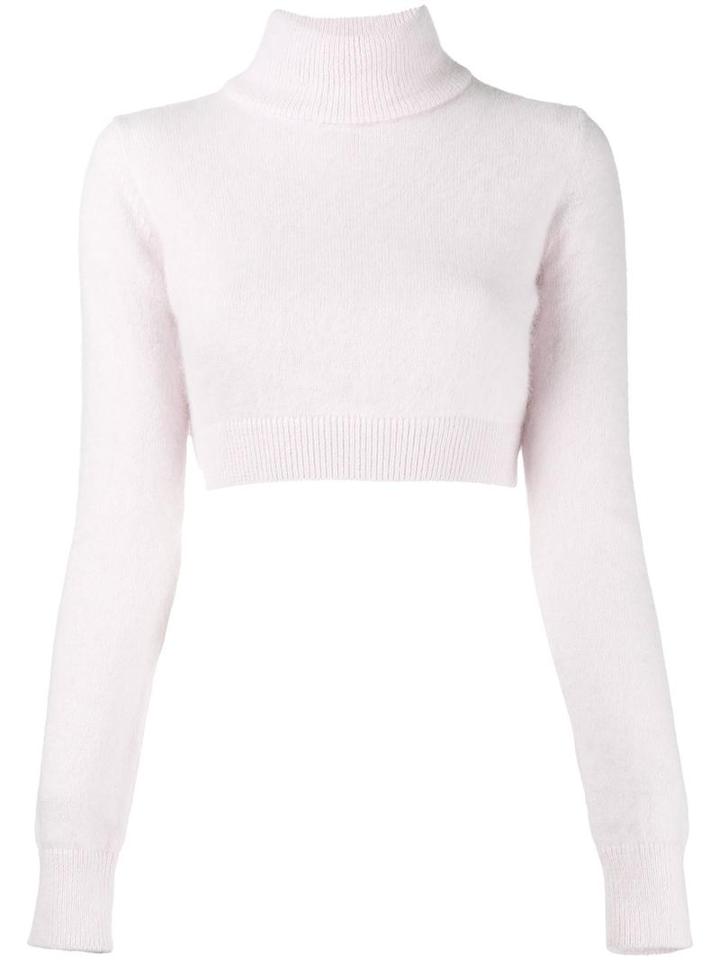 Balmain Cropped Roll Neck Jumper, Women's, Size: 34, Pink/purple, Angora/wool/nylon