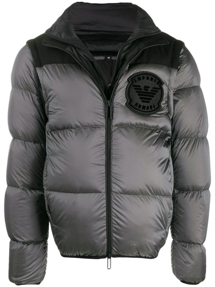 Emporio Armani Padded Logo-patch Jacket - Grey