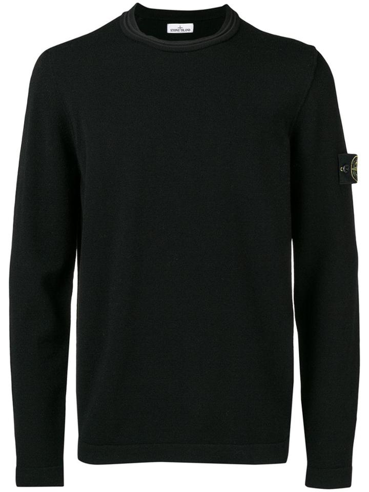Stone Island Double Rolled Edge Collar Sweater - Black