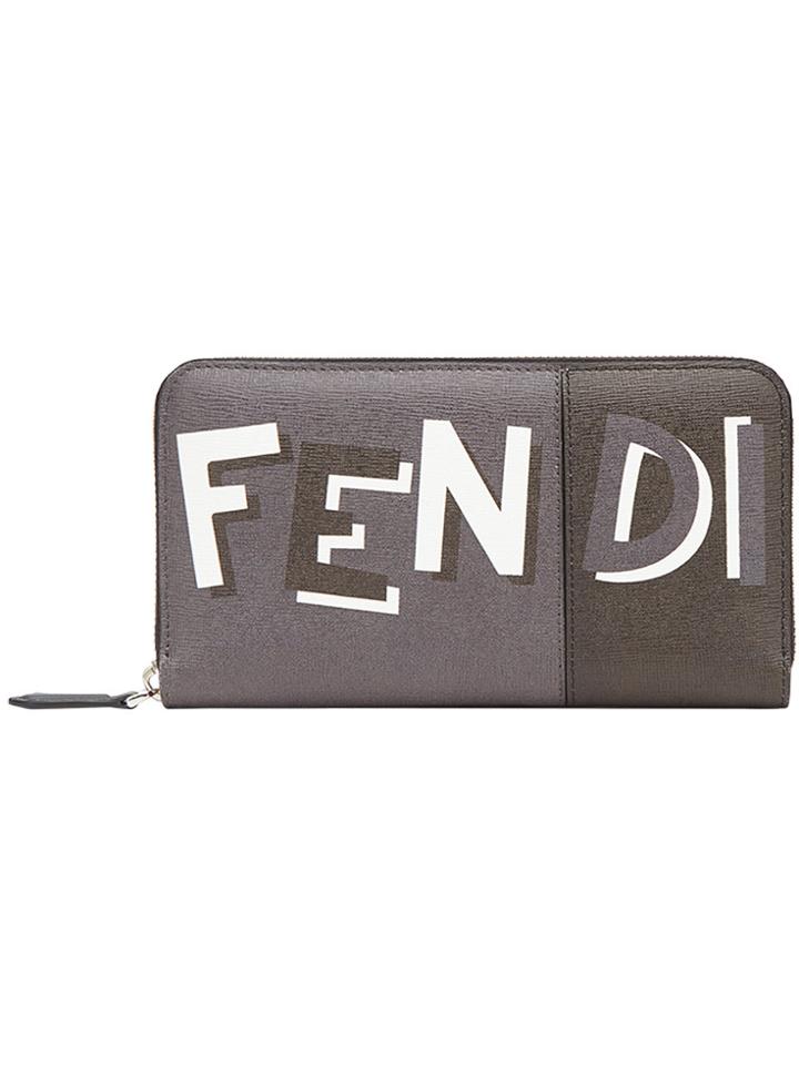 Fendi Printed Zip-around Wallet - Grey