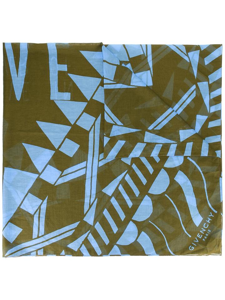 Givenchy 'power Of Love' Scarf, Women's, Green, Silk/cotton