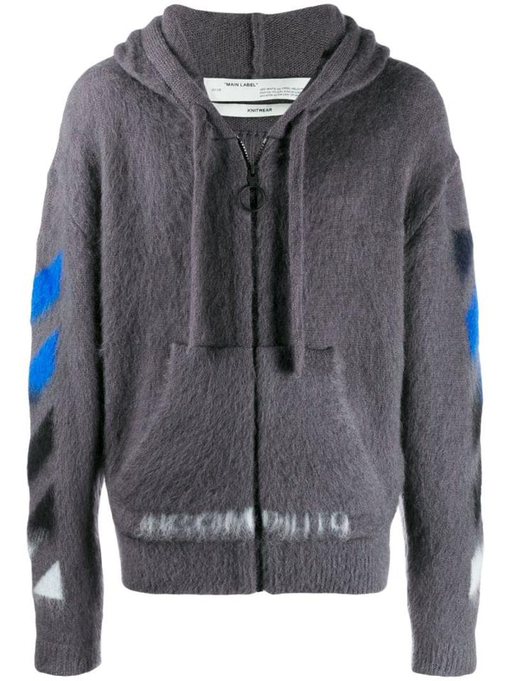 Off-white Long Wool Hoodie - Grey