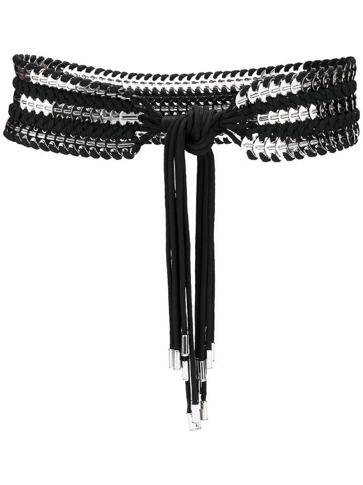 Dsquared2 - Coin Embellished Belt - Women - Polyester/metal - One Size, Black, Polyester/metal