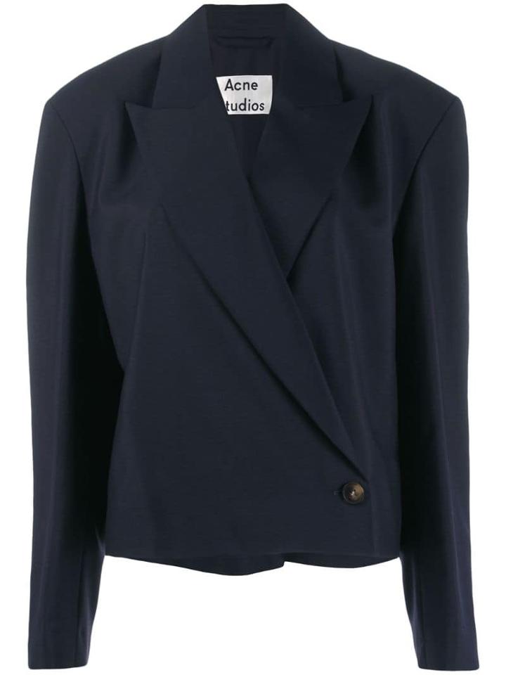 Acne Studios Cropped 80s-inspired Lightweight Suit Jacket - Blue