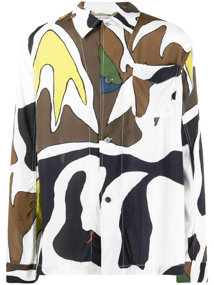 Our Legacy Long-sleeved Abstract-print Shirt - White
