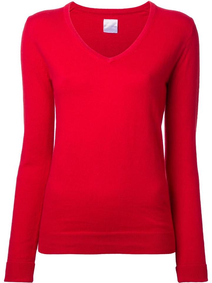 Cityshop 'city' V-neck Jumper, Women's, Red, Cotton/cashmere