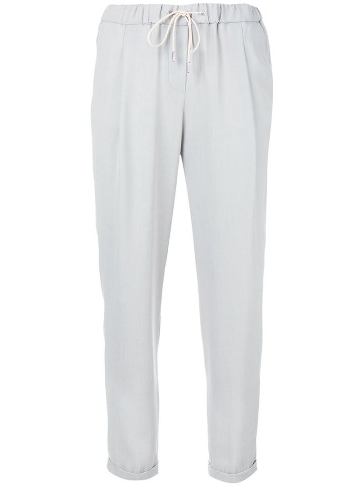 Fabiana Filippi Drawstring Track Pants, Women's, Size: 46, Grey, Polyester/spandex/elastane/viscose/virgin Wool