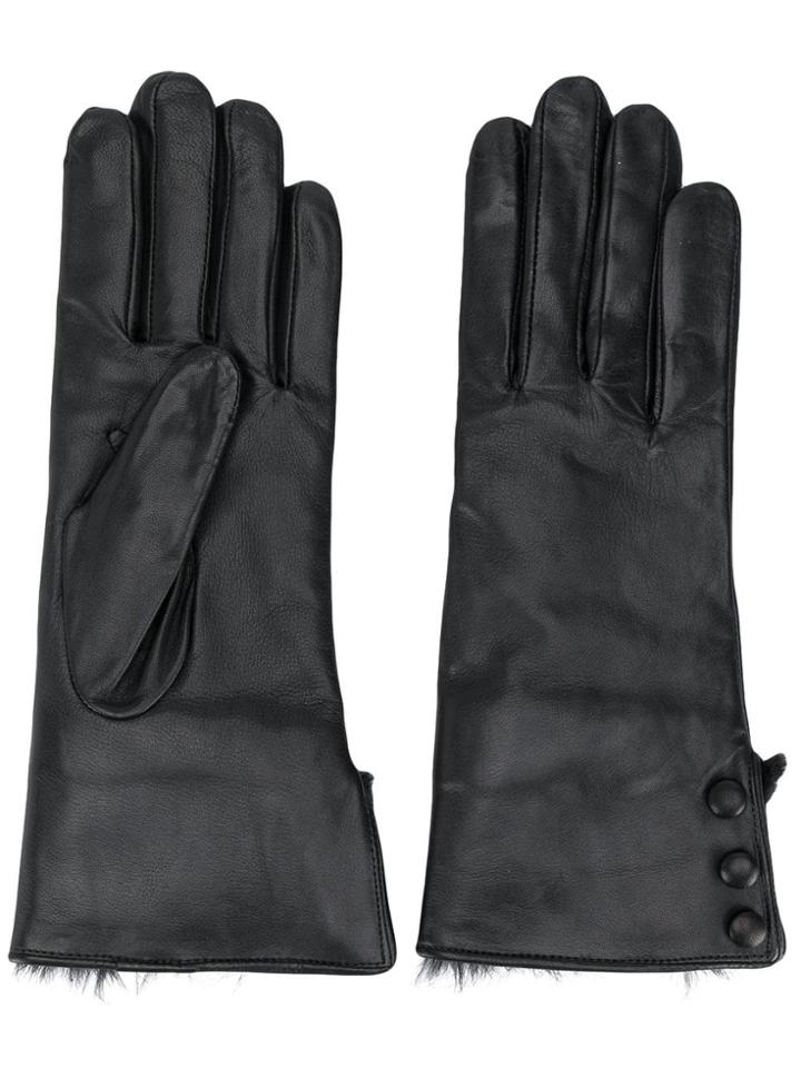 N.peal Button Detail Gloves - Black