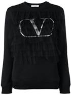 Valentino Logo Fringed Sweatshirt - Black