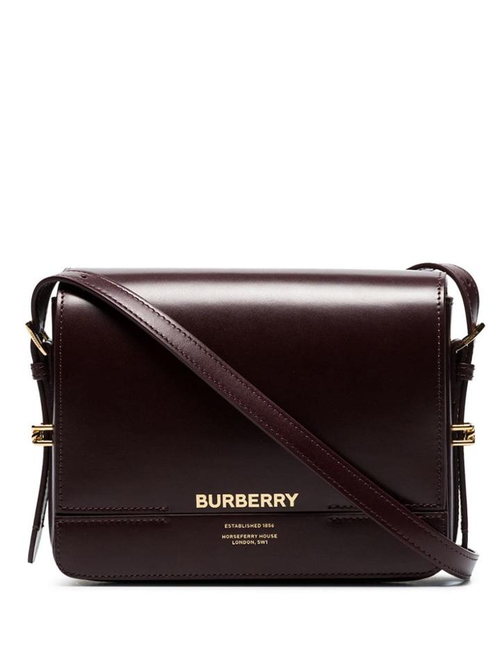 Burberry Brown Horseferry Logo Print Leather Shoulder Strap