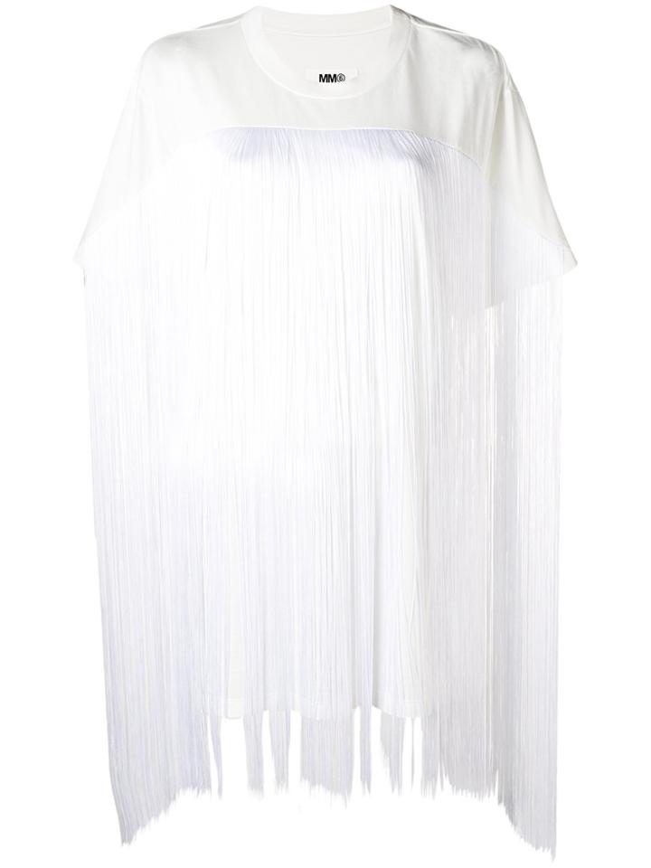 Mm6 Maison Margiela Boxy Fringed T-shirt - White