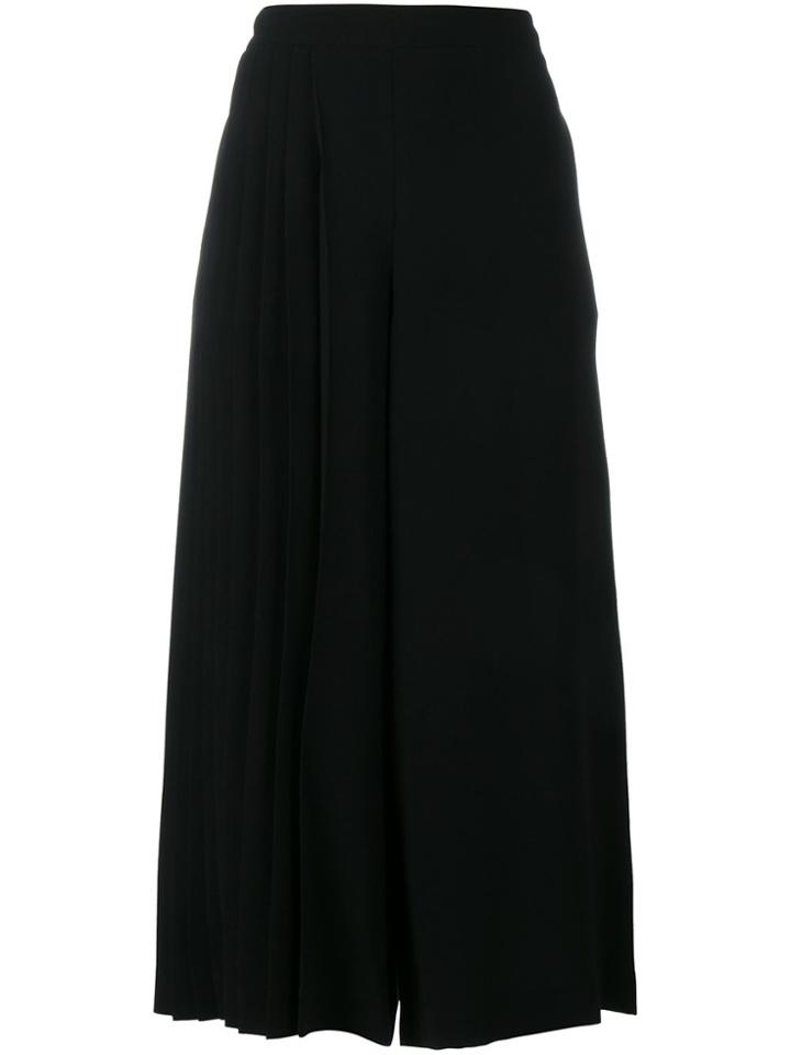 Osman Wide-legged Pleated Cropped Trousers - Black