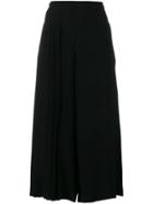 Osman Wide-legged Pleated Cropped Trousers - Black