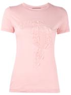 Ermanno Scervino - Bird Embroidered T-shirt - Women - Silk/cotton/viscose - 42, Pink/purple, Silk/cotton/viscose