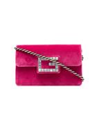 Gucci Pink Broadway Velvet And Satin Crystal G Shoulder Bag - Pink &