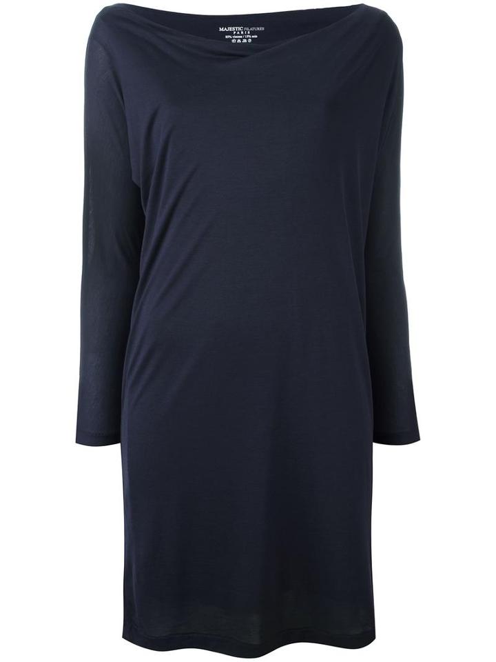 Majestic Filatures Longsleeved Fitted Dress, Women's, Size: 1, Blue, Silk/viscose