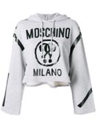 Moschino Cropped Logo Hoodie - Grey