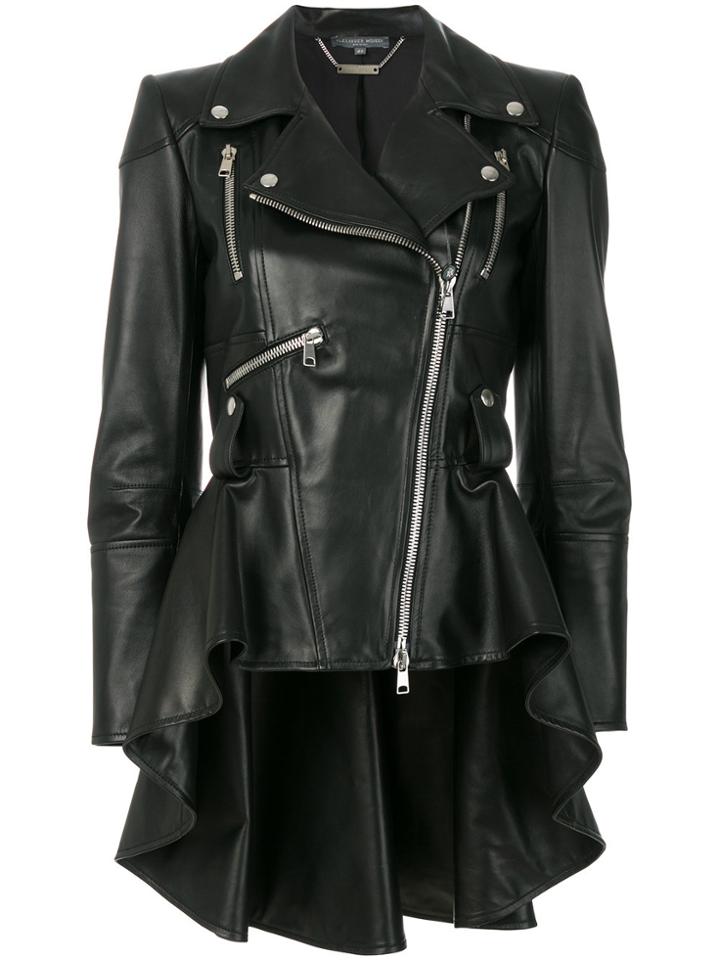 Alexander Mcqueen Peplum Waist Biker Jacket - Black