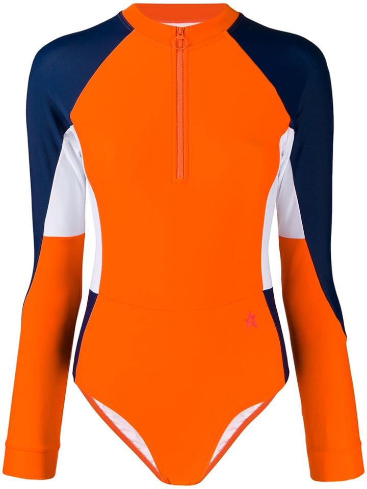 Perfect Moment Long-sleeved Surfing Swimsuit - Orange