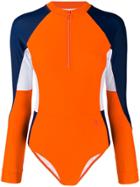 Perfect Moment Long-sleeved Surfing Swimsuit - Orange
