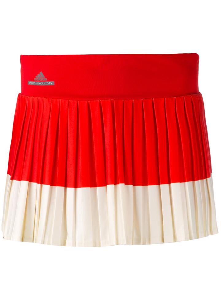 Adidas By Stella Mccartney - Contrast Pleated Skirt - Women - Polyester/spandex/elastane - Xs, Red, Polyester/spandex/elastane