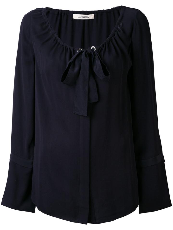 Dorothee Schumacher - Tie Neck Blouse - Women - Silk - 1, Blue, Silk
