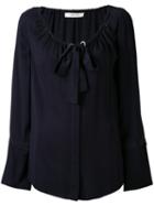 Dorothee Schumacher - Tie Neck Blouse - Women - Silk - 1, Blue, Silk