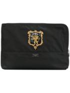 Dolce & Gabbana Zip Coat Of Arms Clutch - Black