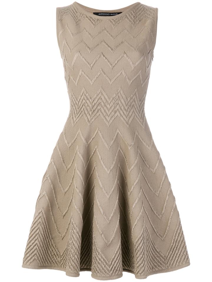 Antonino Valenti Chevron-knit Skater Dress - Nude & Neutrals