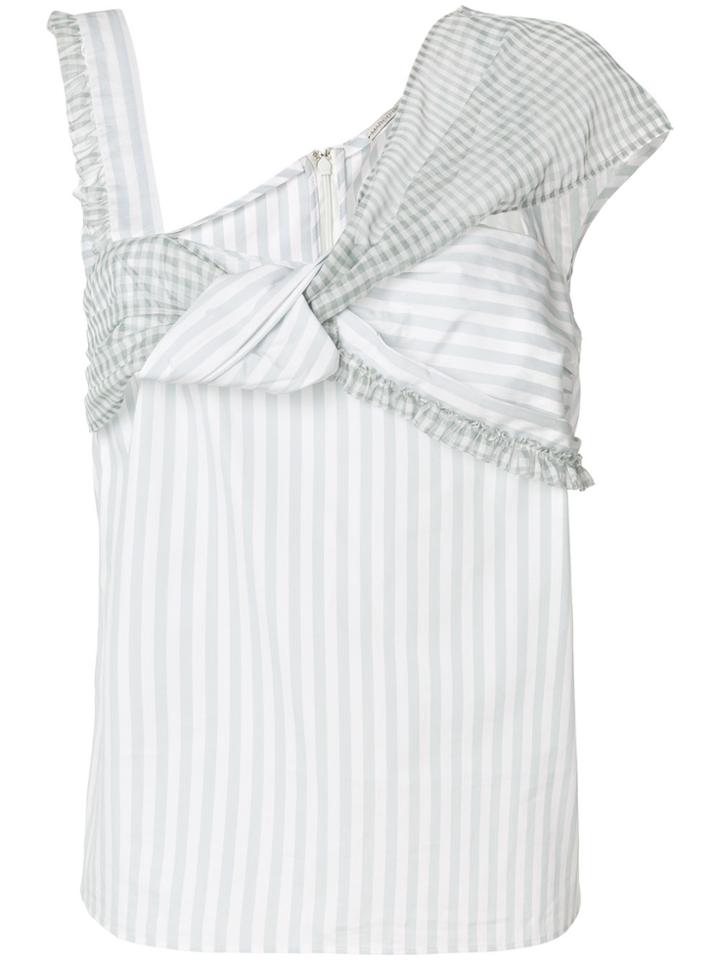 Marco De Vincenzo Striped And Gingham Asymmetric Blouse - White